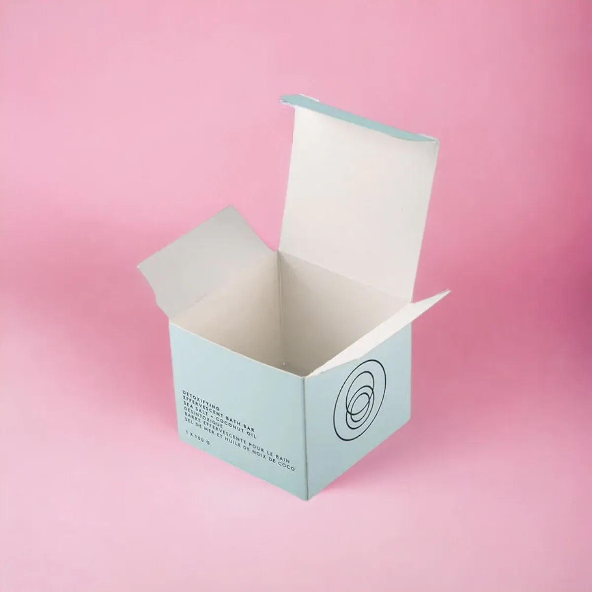 White auto-lock carton with a printed mark