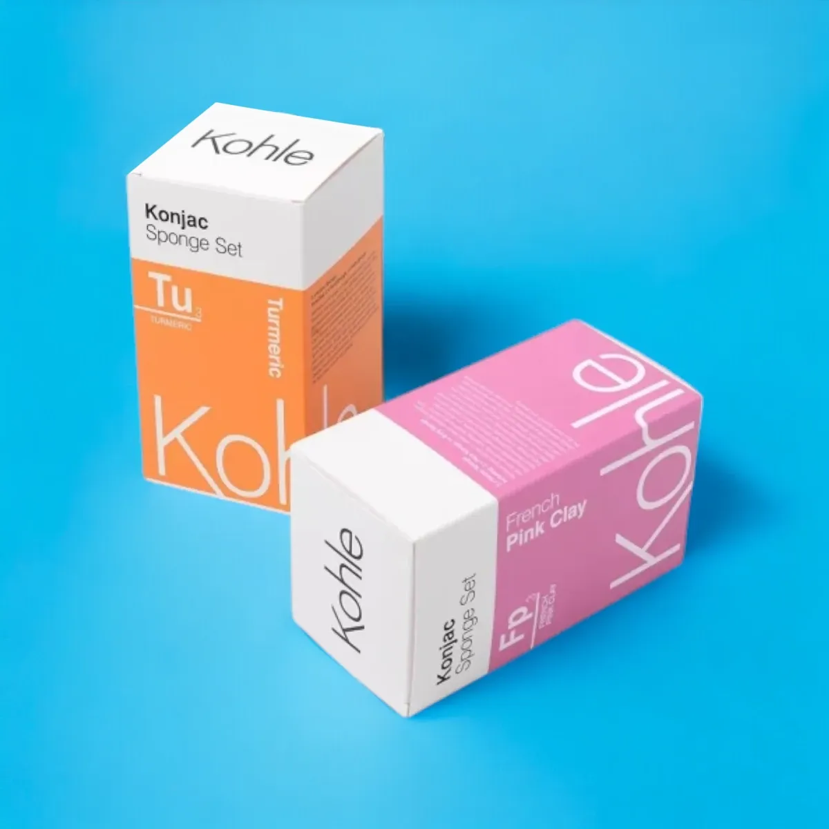 Set of printed cosmetic cartons in white, orange and pink