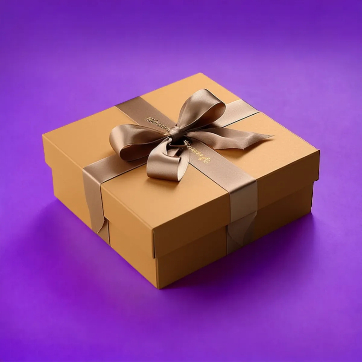 Kraft two-piece gift box tied with a brown ribbon