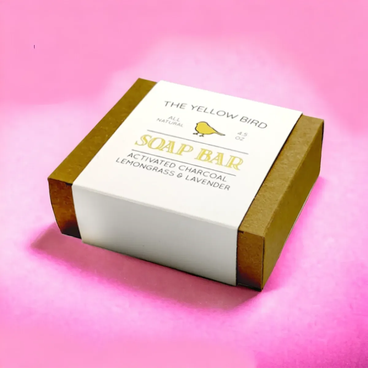 Kraft soap box with a printed white sleeve