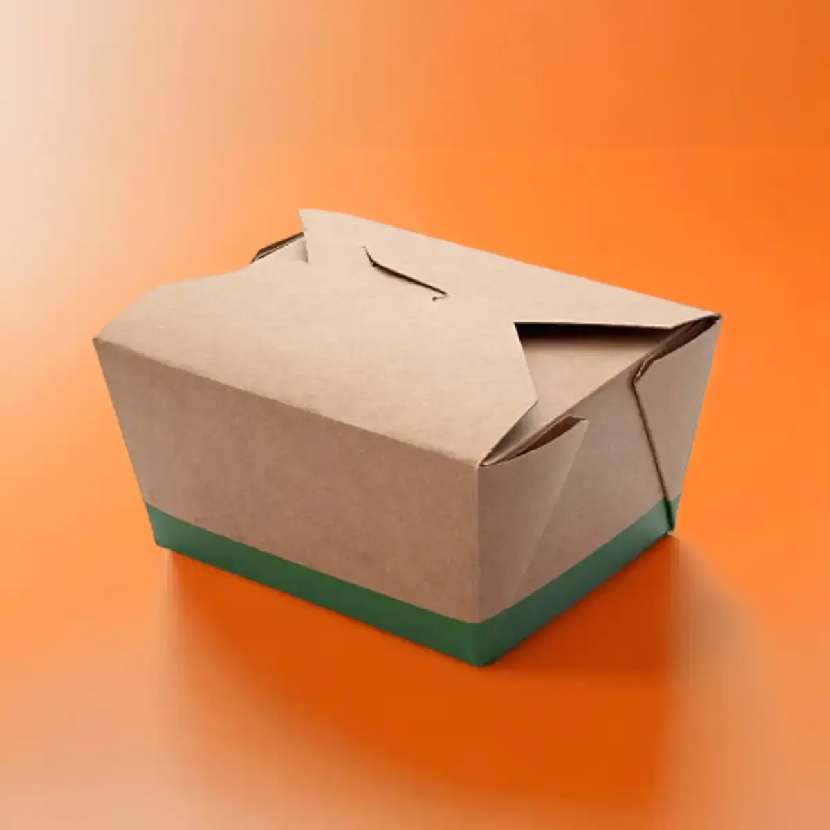Kraft take-out food box with a folded lid