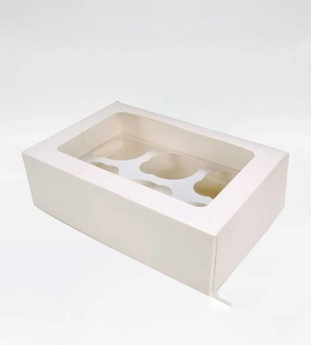 Cupcake box with a six-cavity insert