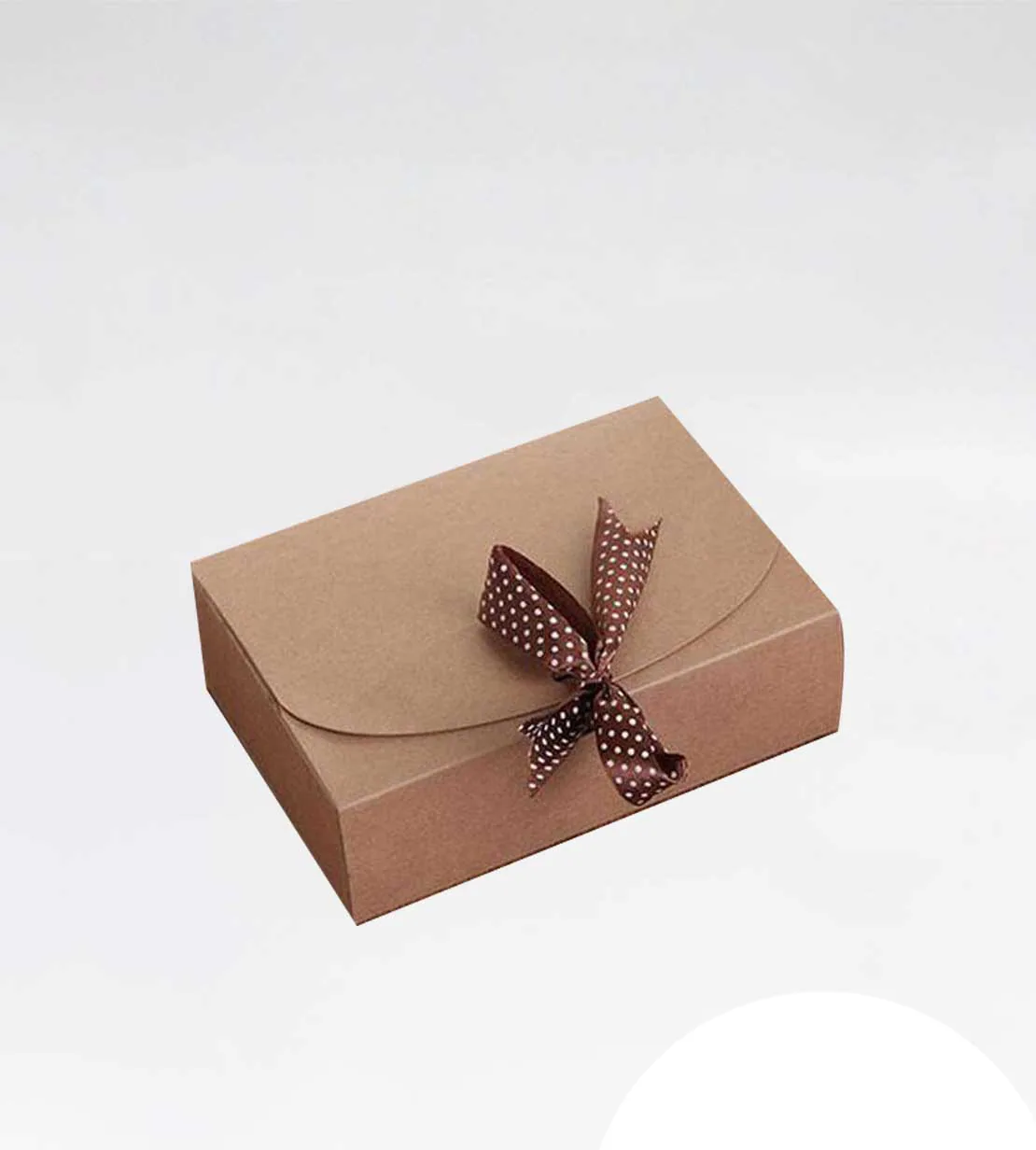 Kraft gift box tied with ribbon