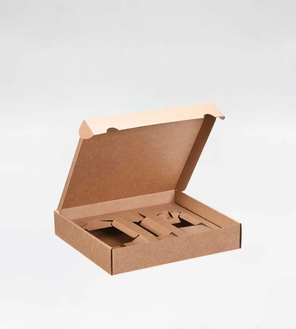 Kraft mailer with a die-cut partition insert