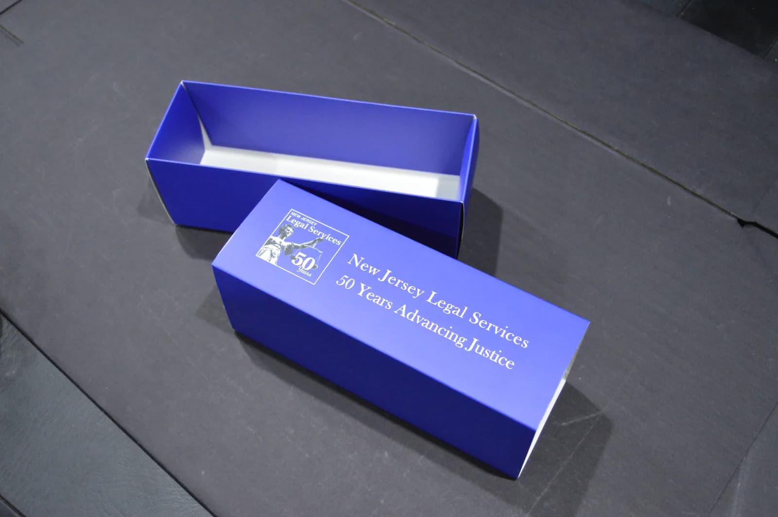 Royal-blue tray and sleeve