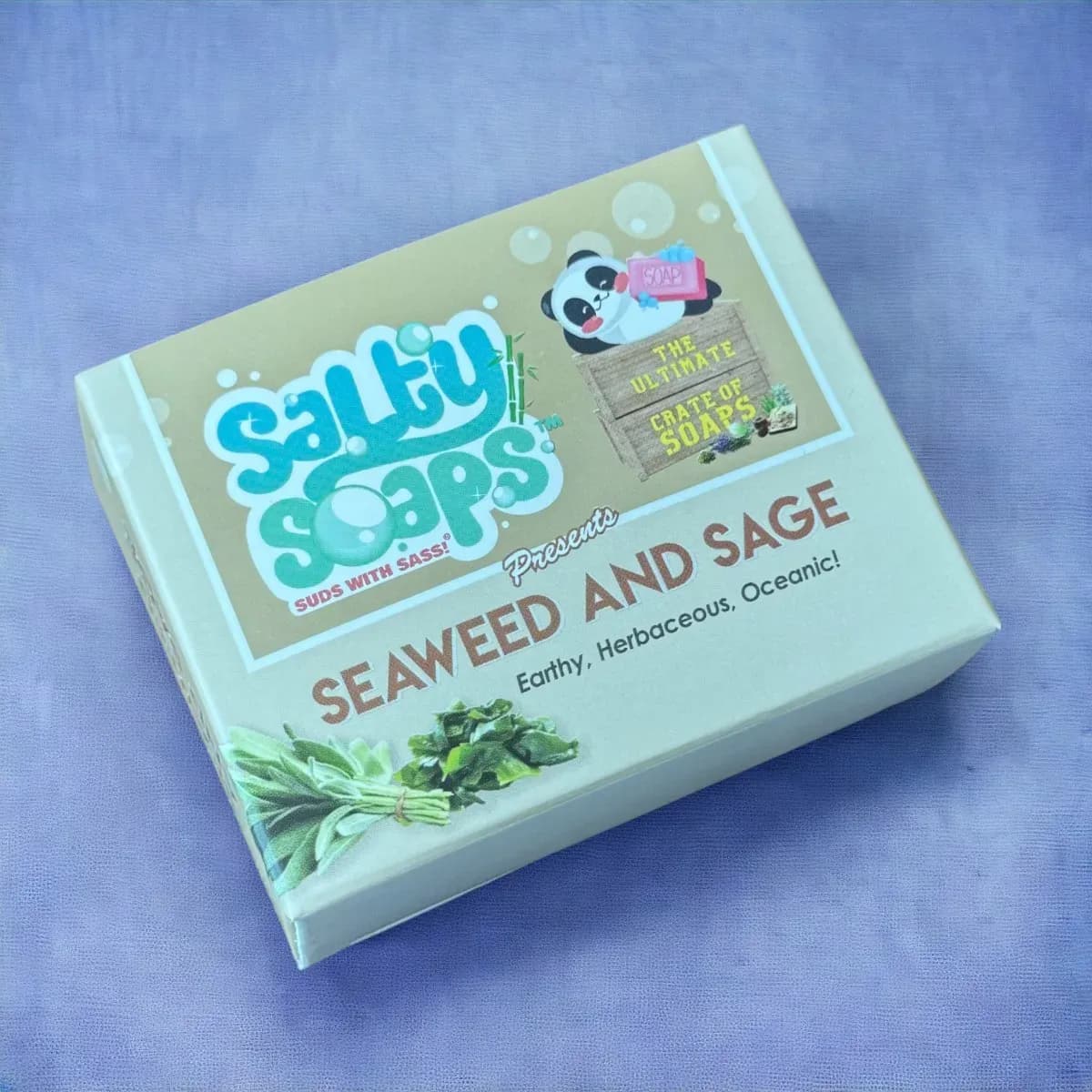 Printed soap carton with an illustrated label